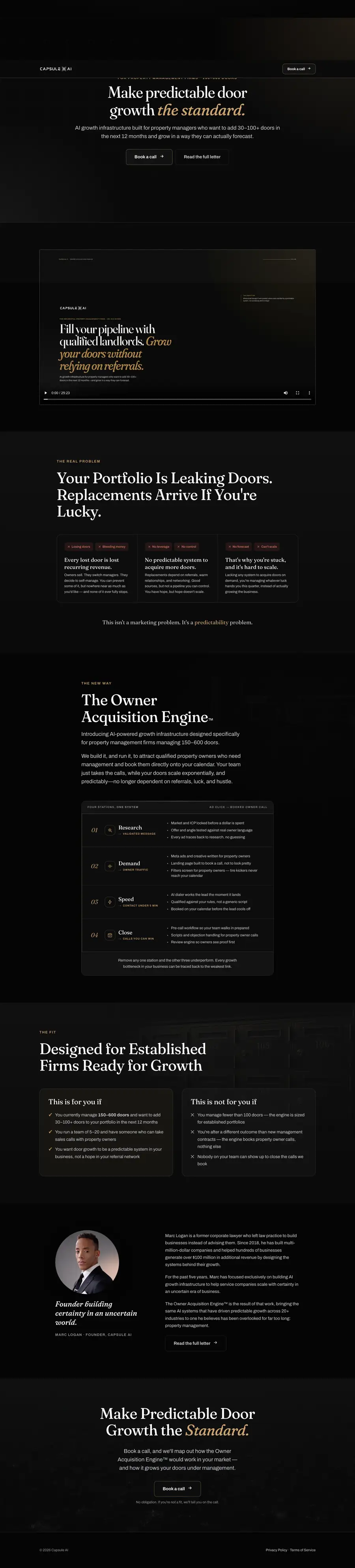 The full Capsule AI homepage